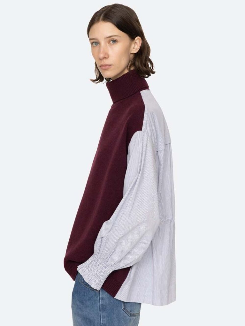 Sea New York Burgundy Devana Combo Sweater